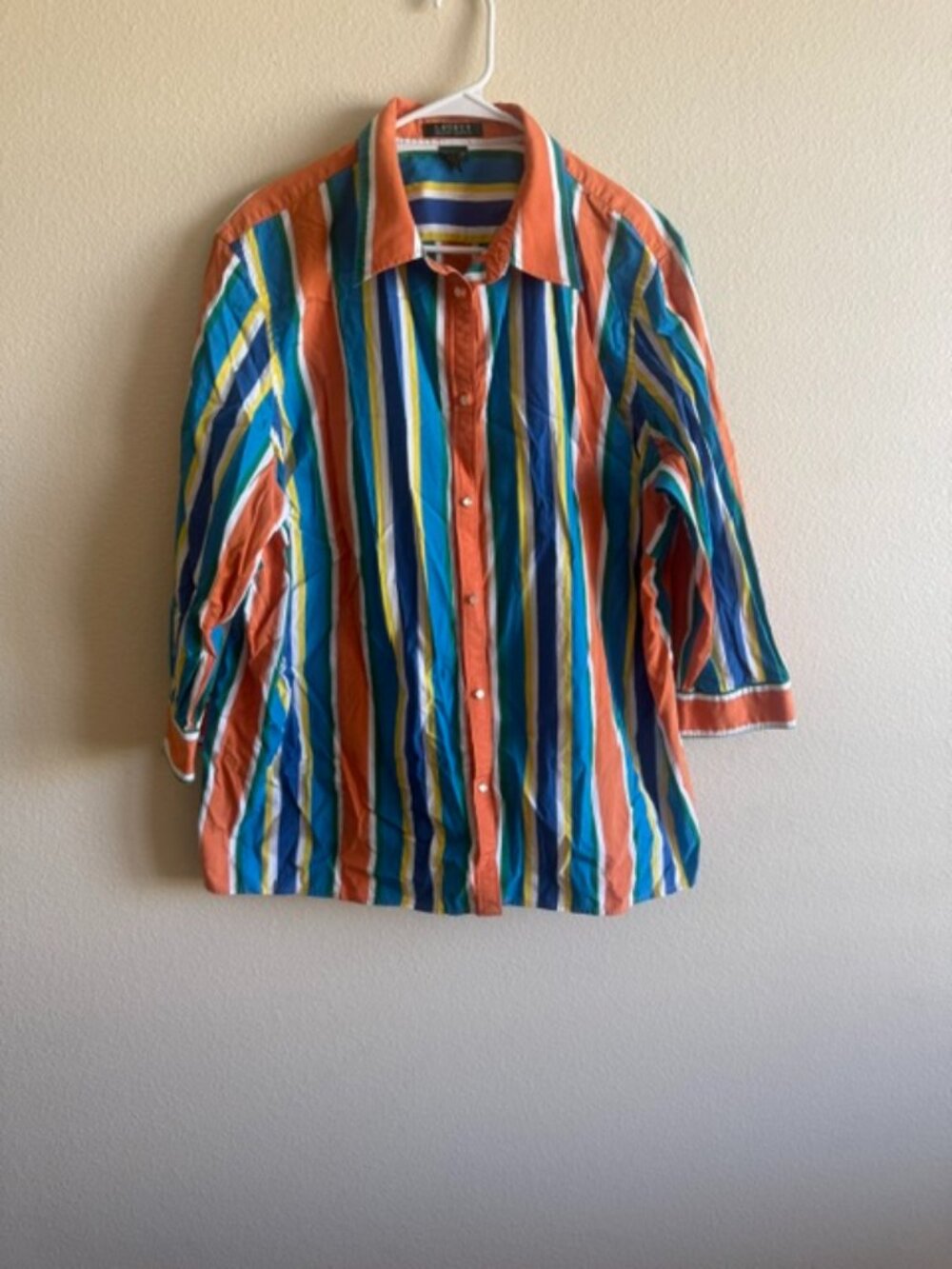 Lauren Ralph Lauren Lightweight Striped Top Button Up Multicolor Women’s 3X